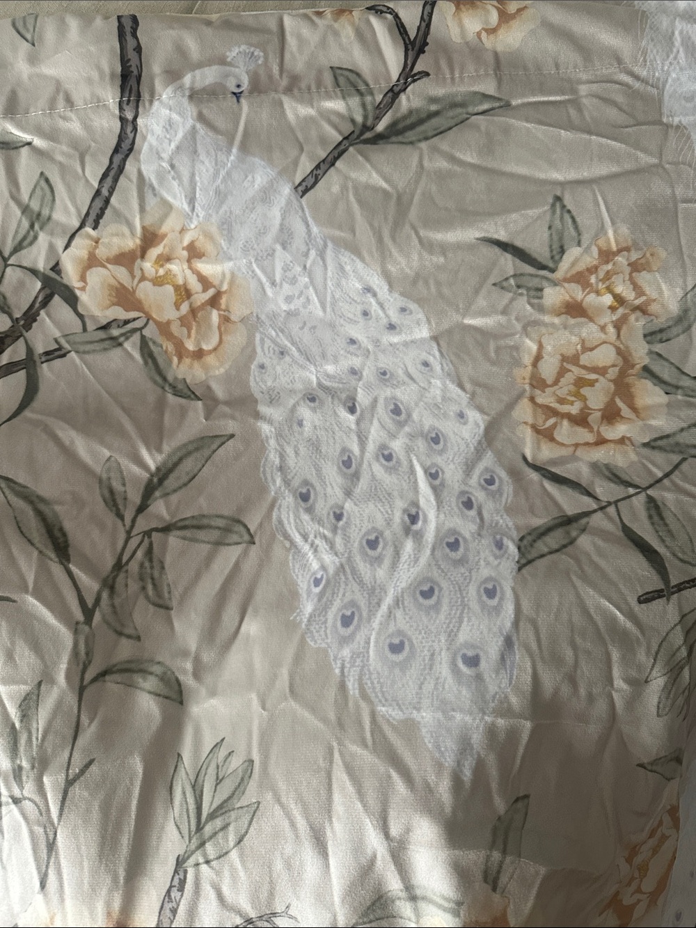 Martha Stewart Back Tab Cream Floral & Bird Drapery Panels